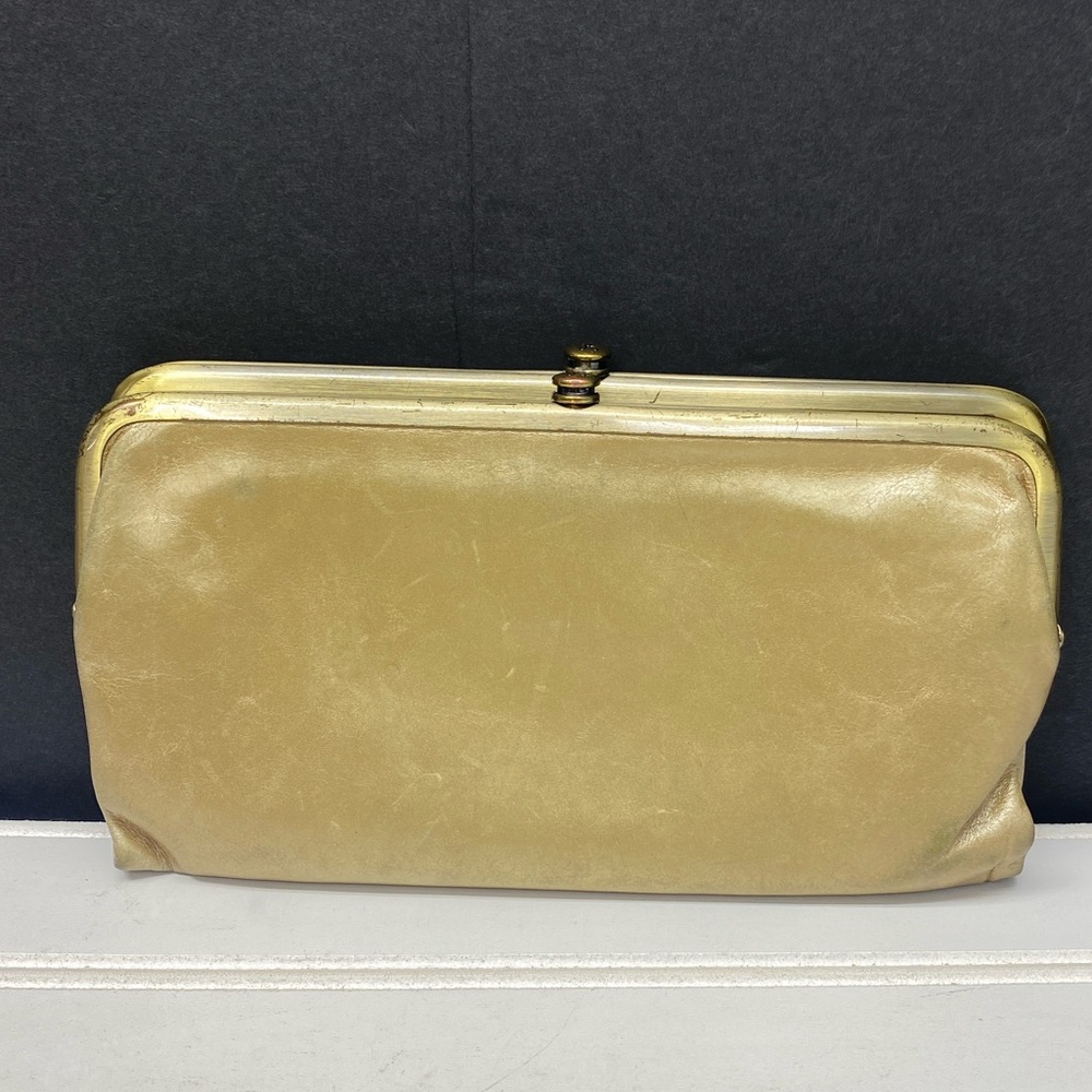 HOBO Lauren Gold Shimmering Bifold Leather Wallet